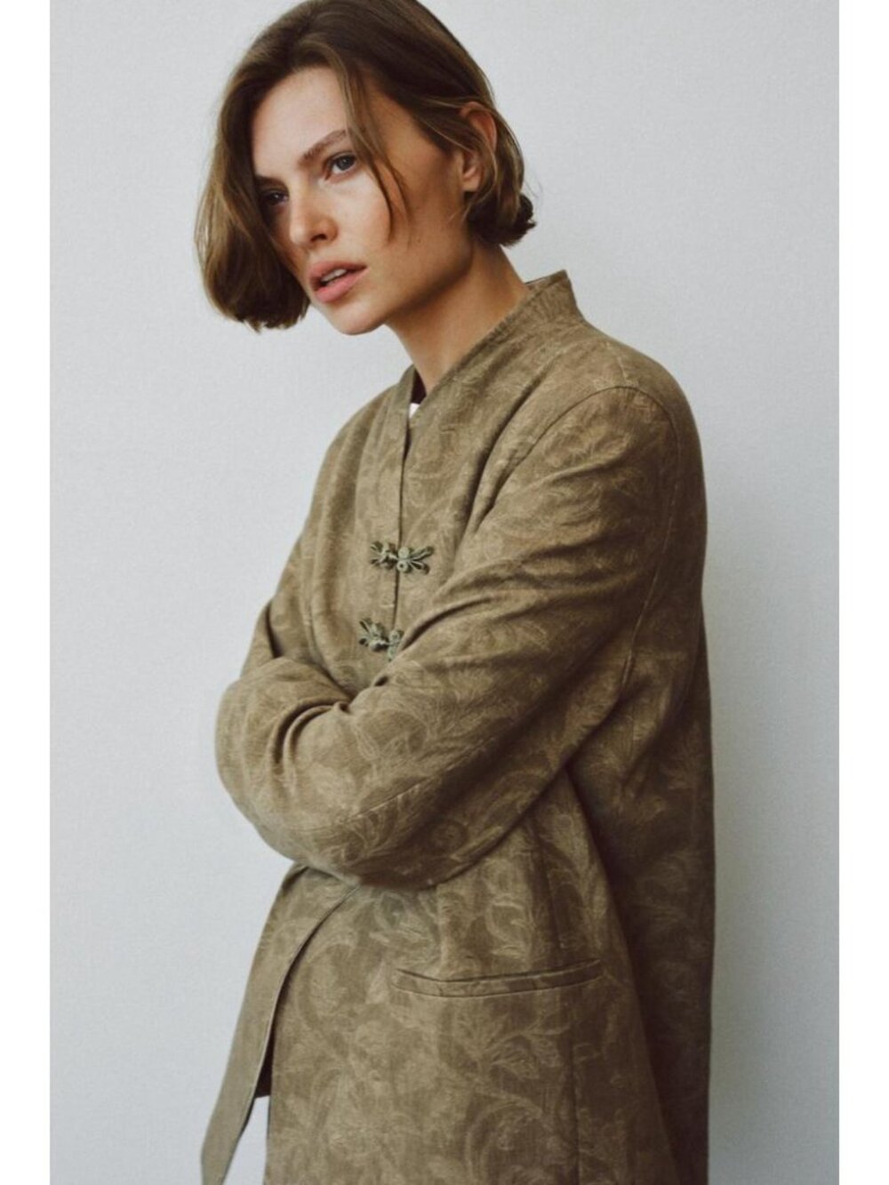 ZARA ZW COLLECTION JACQUARD FIREMAN CLASP BLAZER - Picture 3 of 6